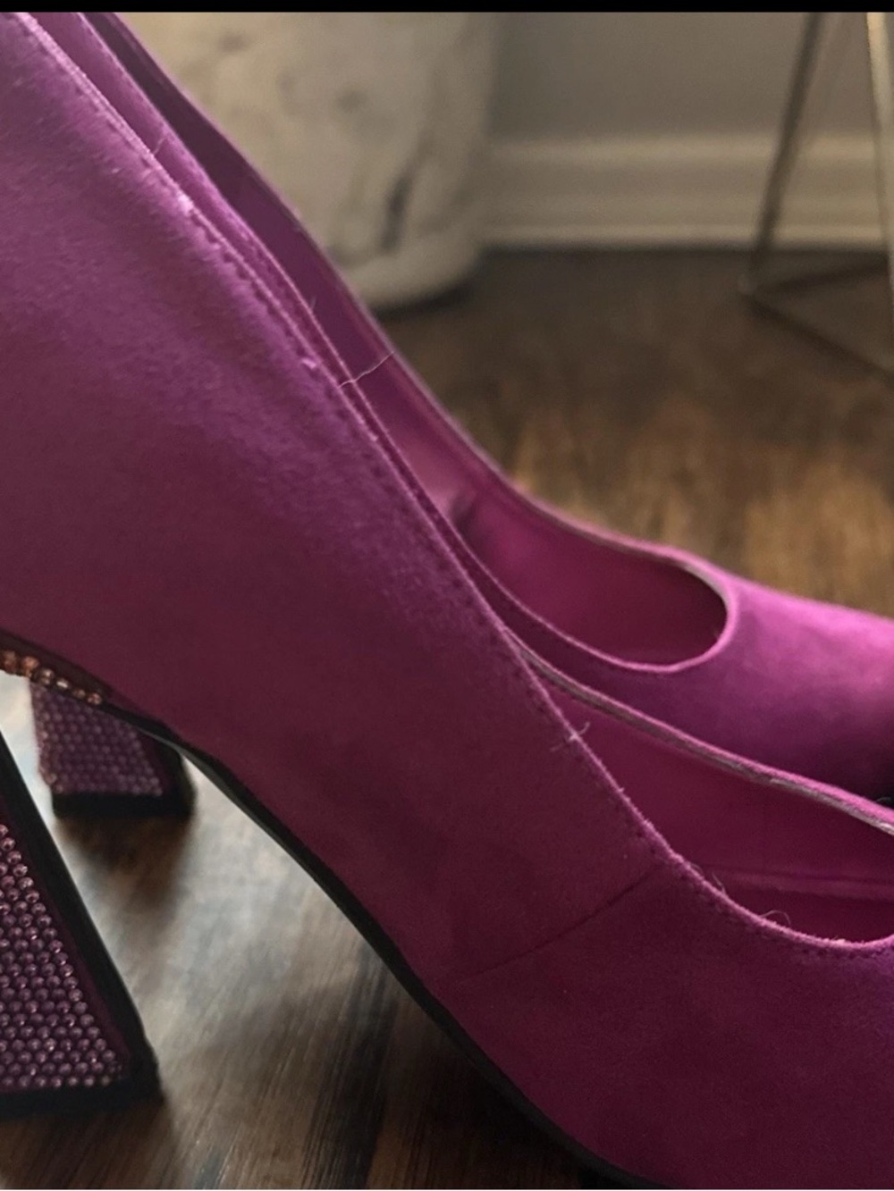 Nine West Magenta Suede Block Heel Pumps